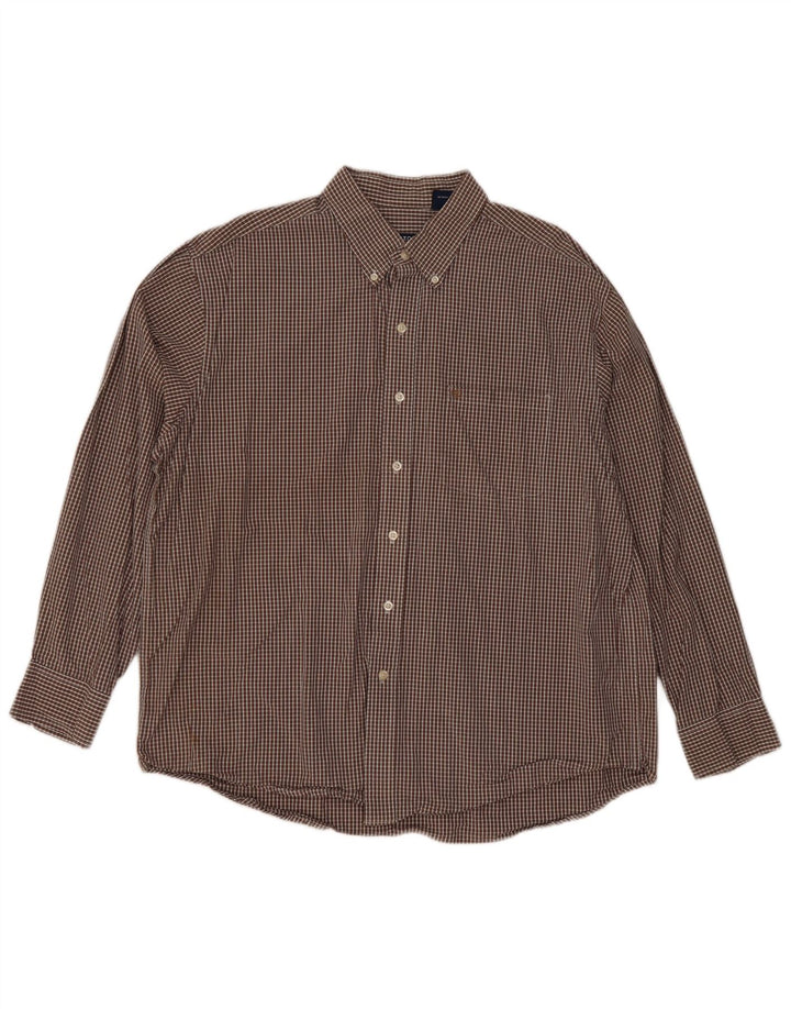 Izod Herrenhemd XL, braun kariert, Baumwolle