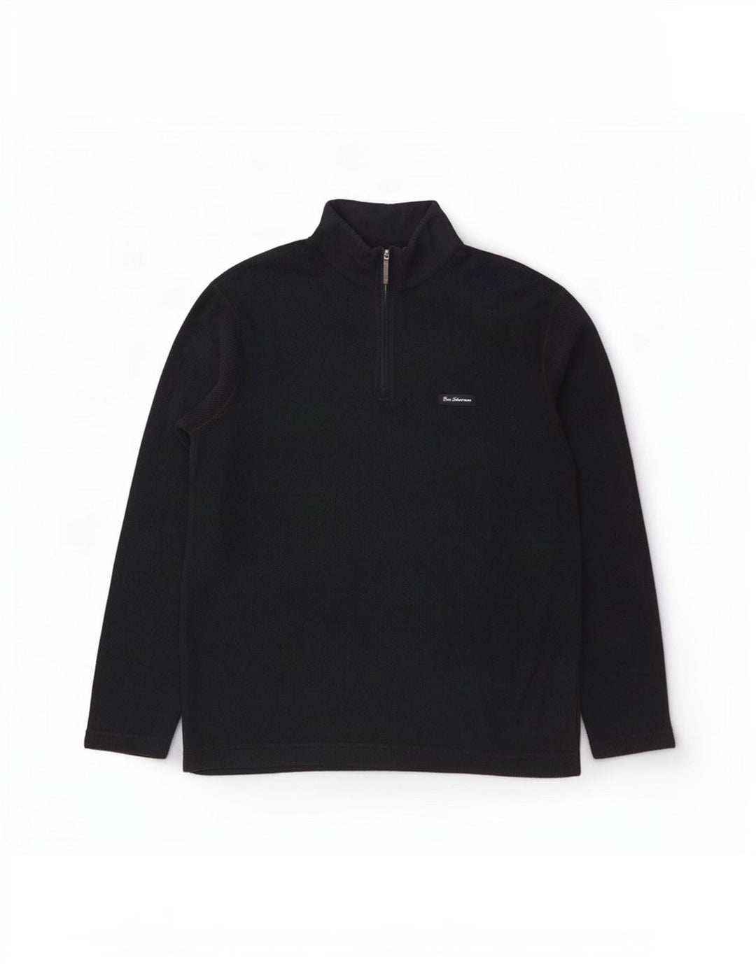 Ben Sherman Herren-Pullover mit Reißverschluss am Hals, große marineblaue Baumwolle