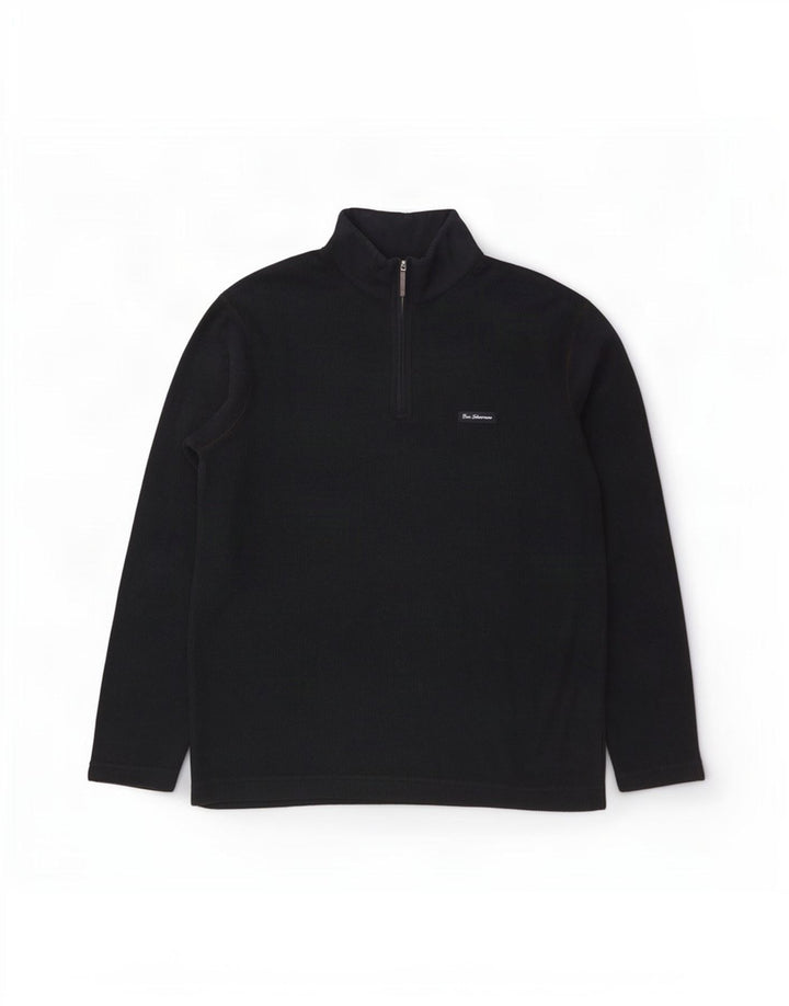 Ben Sherman Herren-Pullover mit Reißverschluss am Hals, große marineblaue Baumwolle