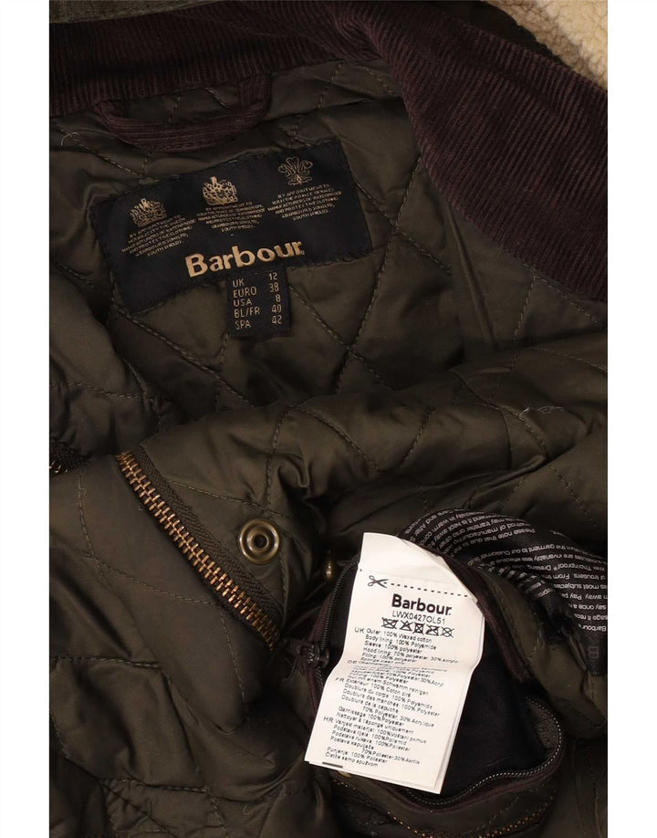 Barbour Damen-Jacke aus gewachster Baumwolle mit Kapuze, UK 12, mittleres Khaki
