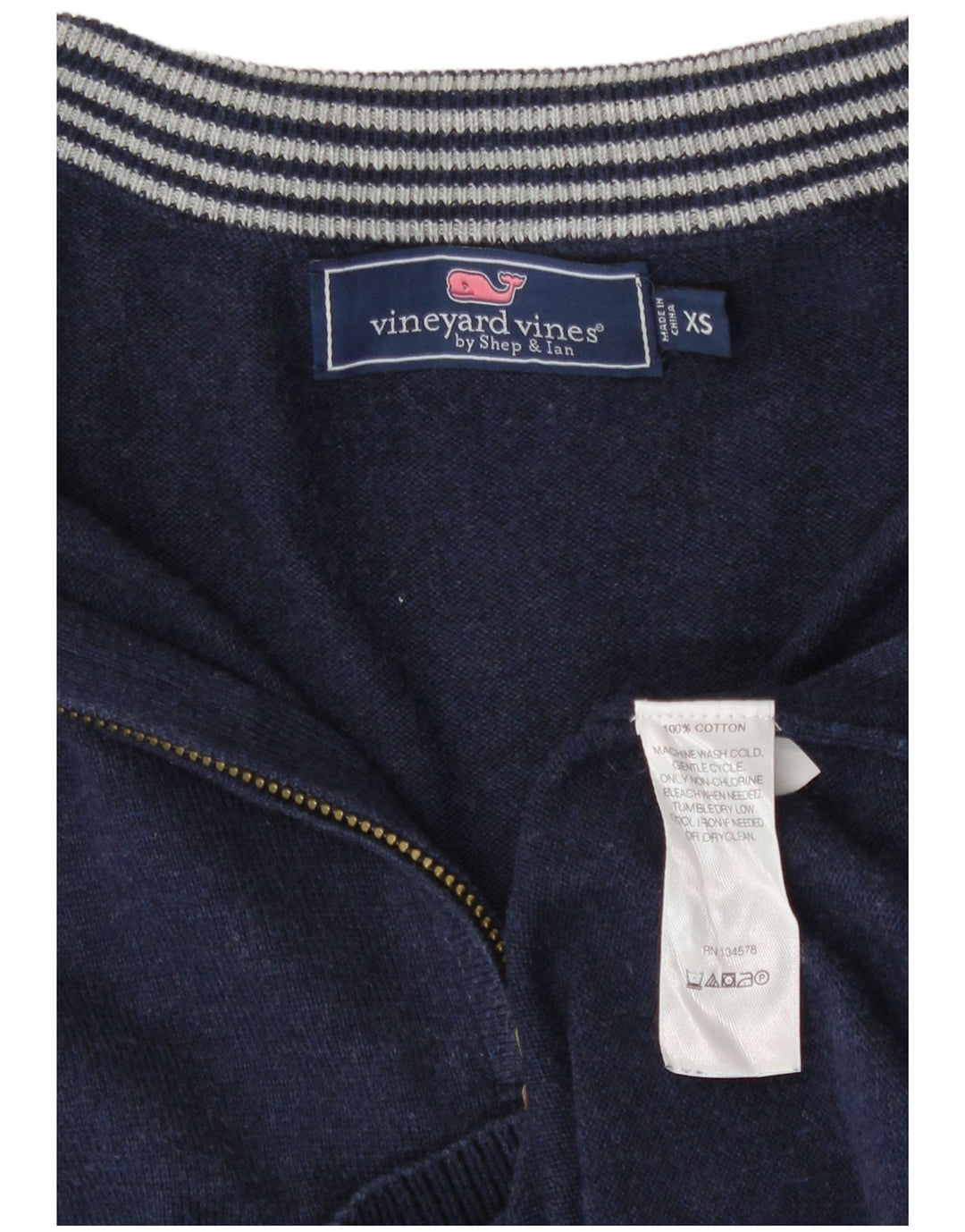 Vineyard Vines Herren-Pullover mit Reißverschluss am Hals, XS, Marineblau, Baumwolle