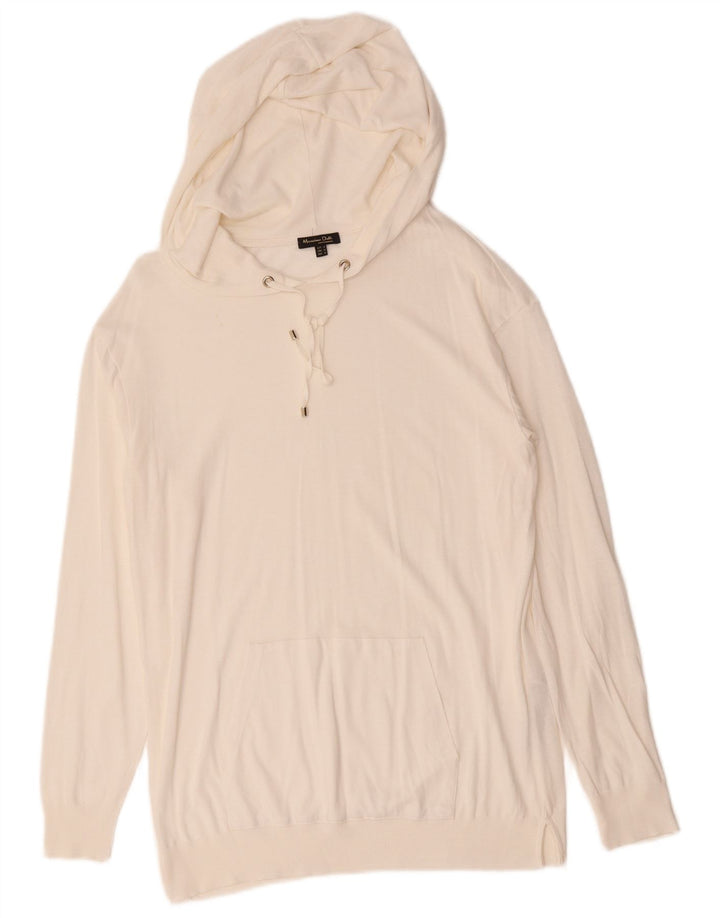 Massimo Dutti Damen Kapuzenpullover UK 12 Medium White Lyocell