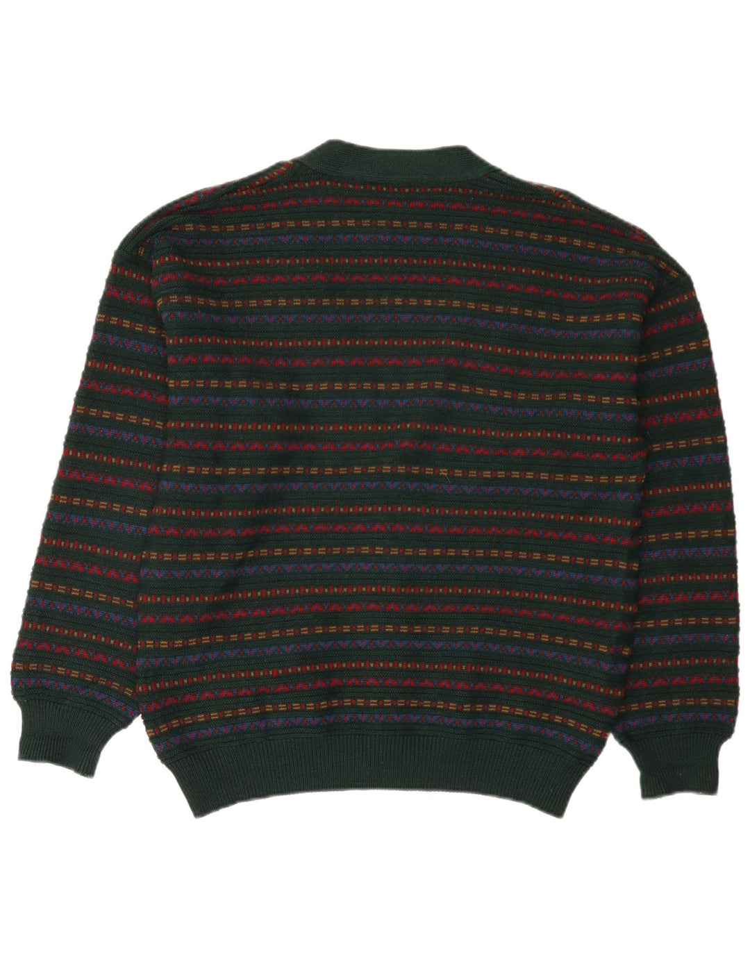 Il Granchio Herren-Strickjacke aus mittelgrüner, gestreifter Wolle