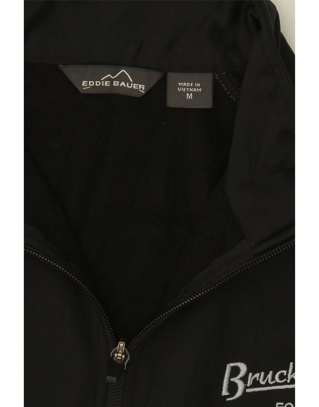 EDDIE BAUER Mens Graphic Zip Neck Pullover Tracksuit Top Medium Black Vintage Eddie Bauer and Second-Hand Eddie Bauer from Messina Hembry 