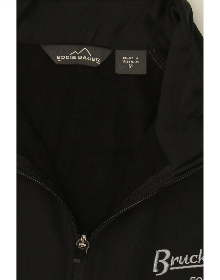 EDDIE BAUER Mens Graphic Zip Neck Pullover Tracksuit Top Medium Black Vintage Eddie Bauer and Second-Hand Eddie Bauer from Messina Hembry 