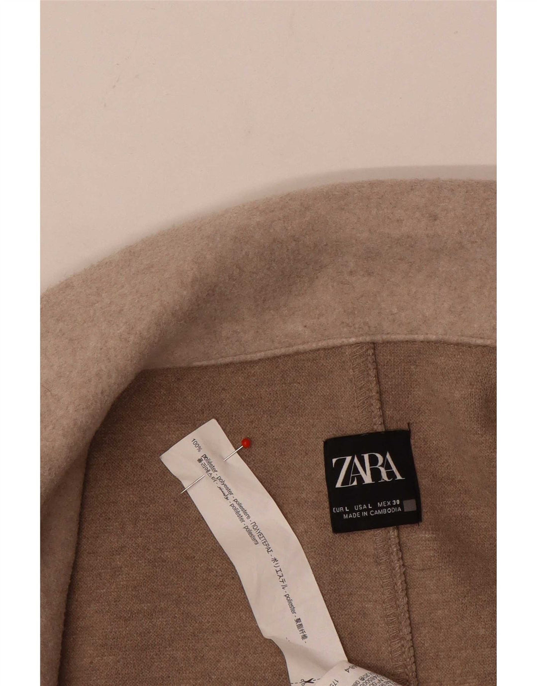 Zara Womens Open Overcoat UK 16 Large Beige Polyester