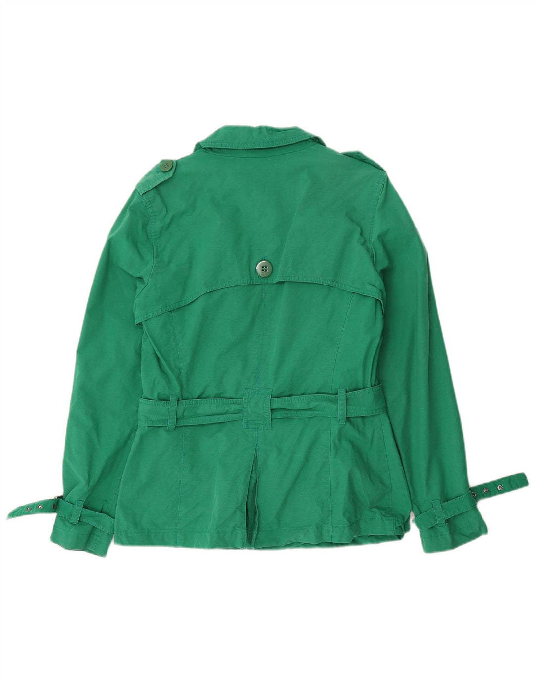 Marks & Spencer Damen Kurzer Trenchcoat UK 12 Mittelgrüne Baumwolle