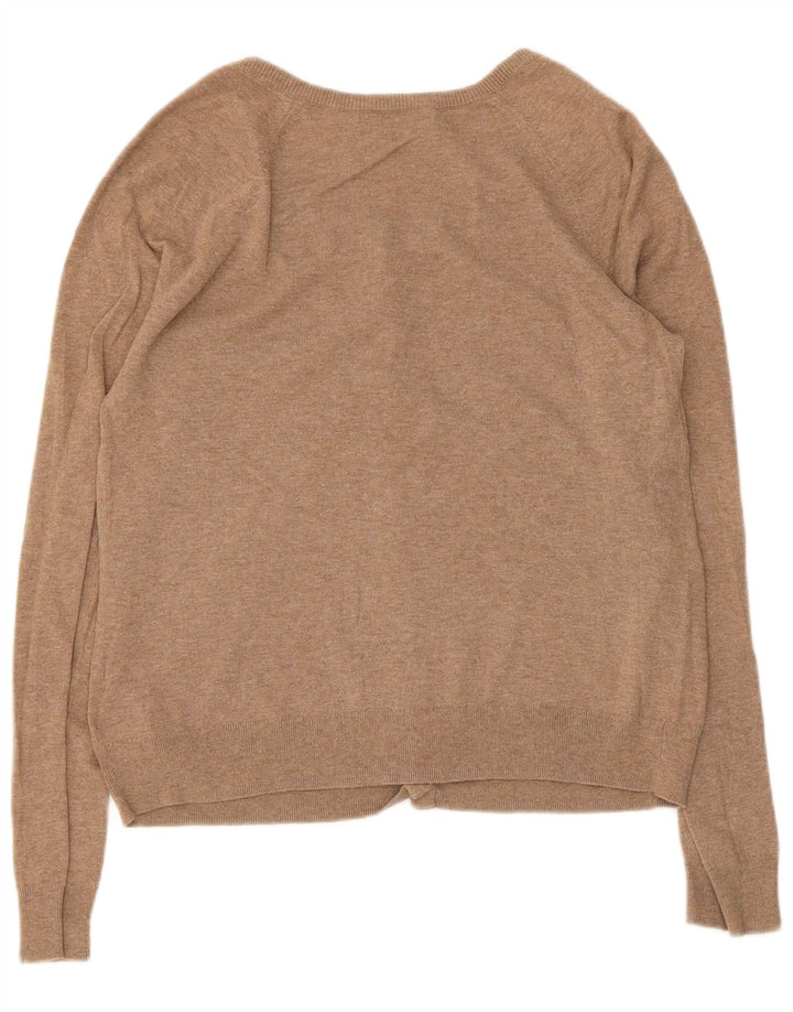 Gap Damen-Cardigan-Pullover UK 12 Mittelbraune Baumwolle