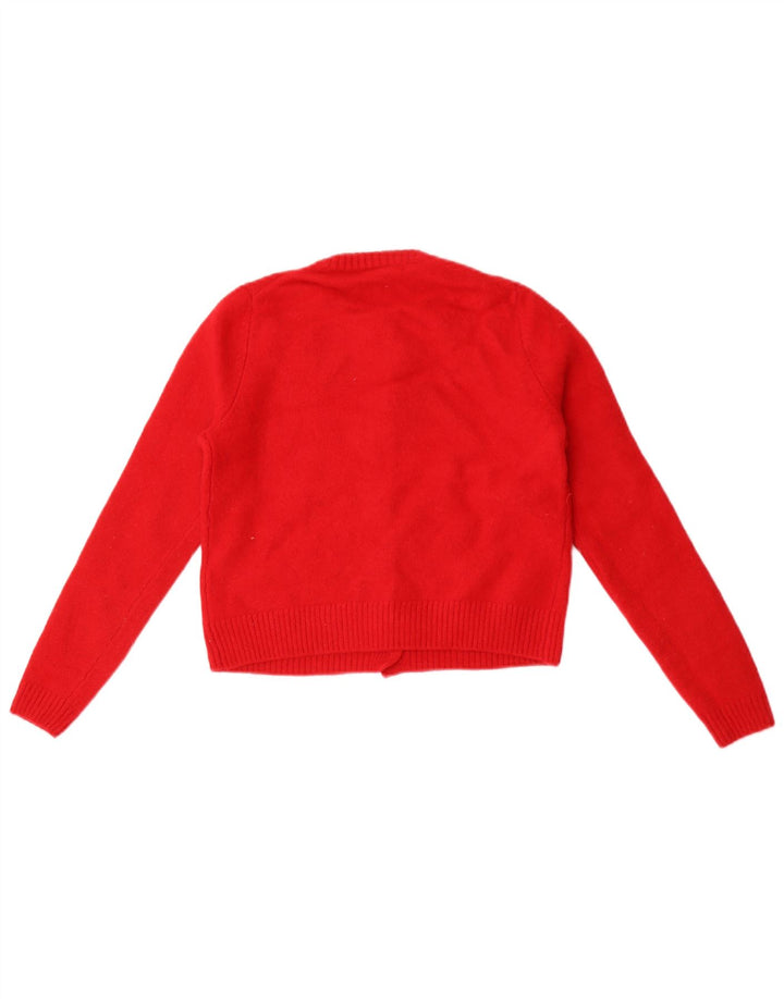Zara Damen Crop Cardigan Pullover UK 8 Small Rote Wolle