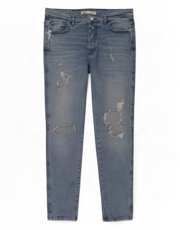 Zara Herren Distressed Skinny Jeans EU 44 Large W34 L28 Blau