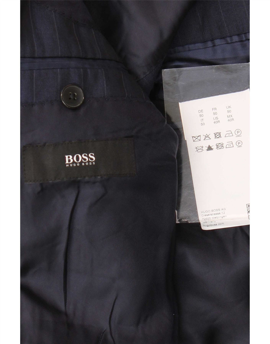 Hugo Boss Herren-Blazer mit 2 Knöpfen, EU 50, groß, marineblau, Nadelstreifen