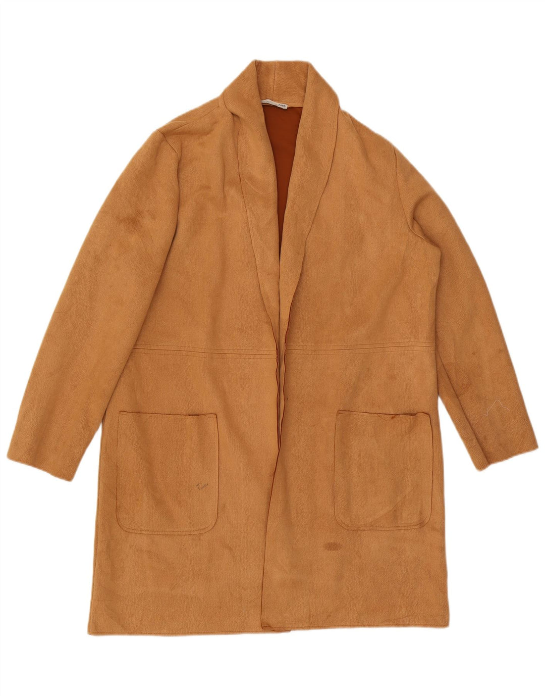 Zara Damen Longline-Cardigan-Pullover UK 16 Large Braun Polyester