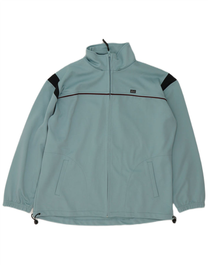 Asics Herren-Trainingsanzug-Top-Jacke, 2XL, blaues Colourblock-Polyester