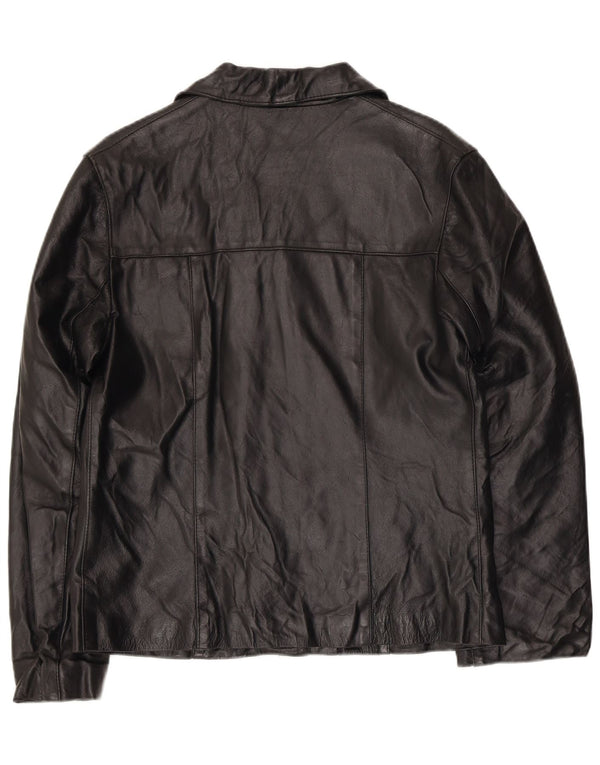 Vintage Damen Lederjacke UK 14 Mittelschwarzes Leder