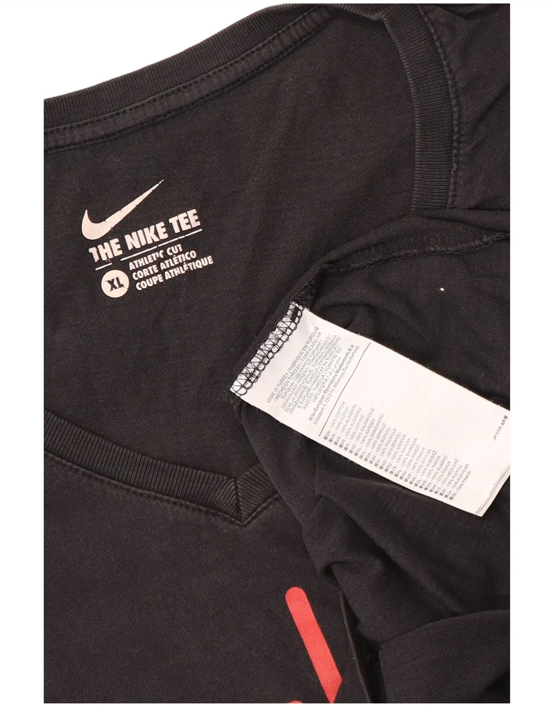 NIKE Damen Athletic Cut Graphic T-Shirt Top UK 18 XL Schwarz Baumwolle