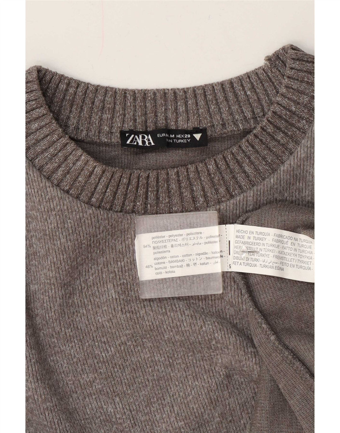 Zara Damen-Pullover mit U-Boot-Ausschnitt, UK 14, Mittelgrau, Polyester