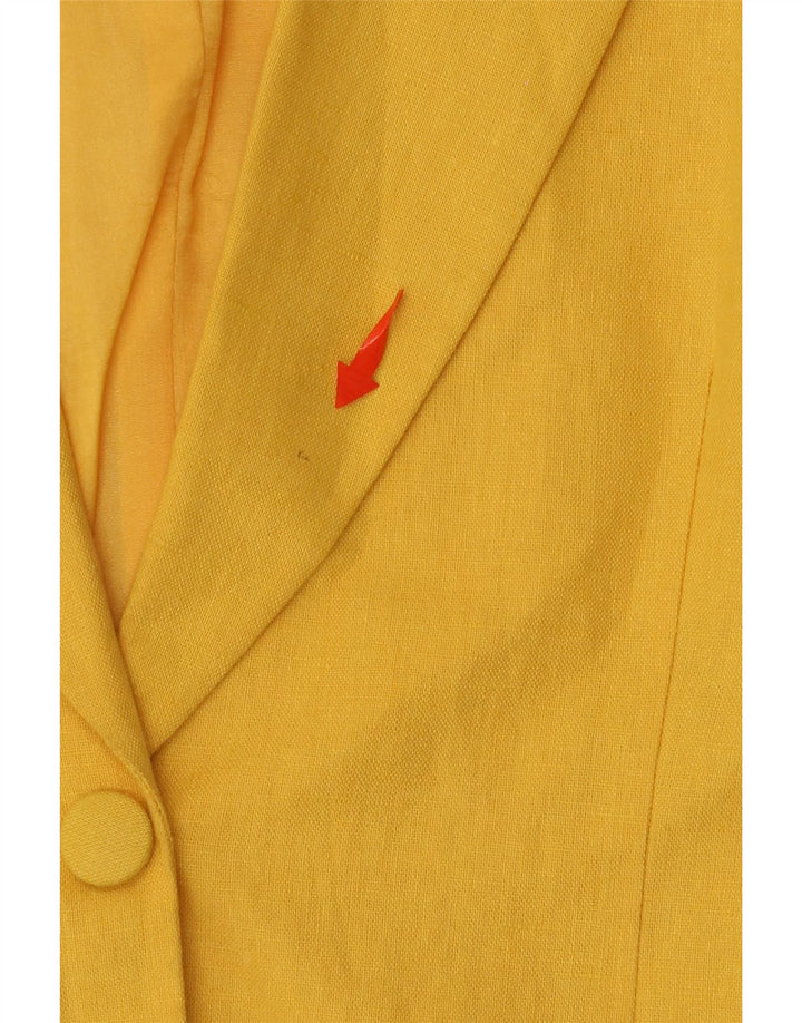 POP 84 Damen-Blazer mit 2 Knöpfen, UK 12, mittelgelbes Leinen