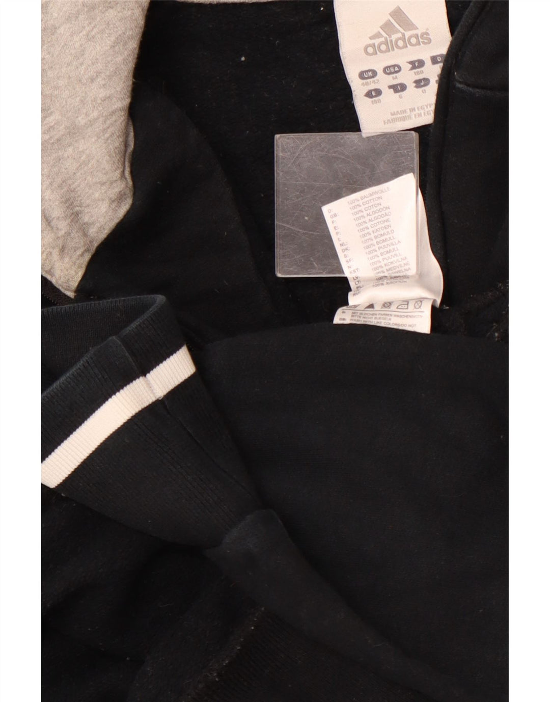 ADIDAS Herren Kapuzenpullover mit grafischem Reißverschluss und Rundhalsausschnitt, UK 40/42, mittleres Marineblau