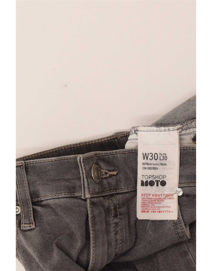 Topshop Damen Distressed Slim Jeans W30 L26 Graue Baumwolle
