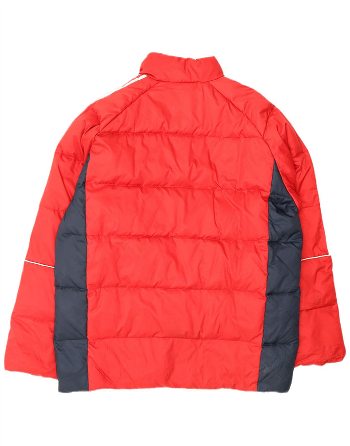 Adidas Herren Wattierte Jacke UK 38 Mittelrotes Colourblock-Polyester