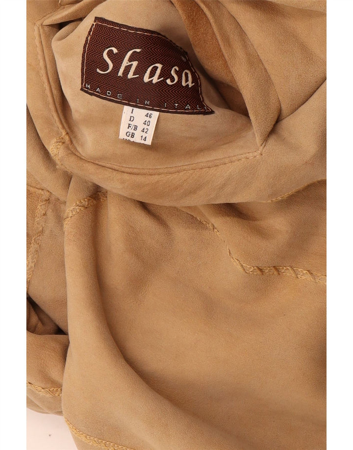 Vintage Damen Übergroßer Lammfellmantel UK 14 Großes beiges Leder
