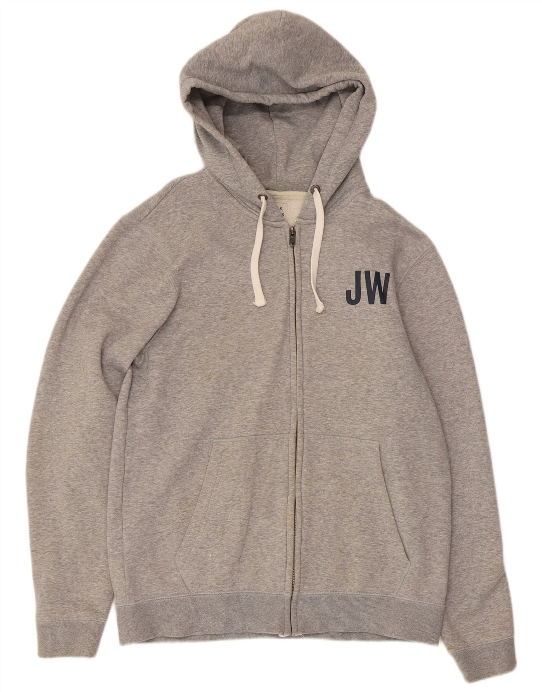 Jack Wills Herren-Kapuzenpullover mit grafischem Reißverschluss, groß, aus grauer Baumwolle