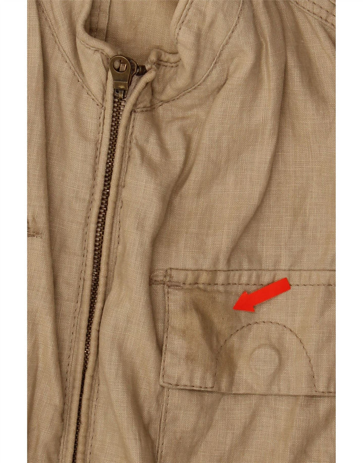 KRIZIAUOMO Mens Utility Gilet IT 50 Large Beige Linen Vintage Kriziauomo and Second-Hand Kriziauomo from Messina Hembry 