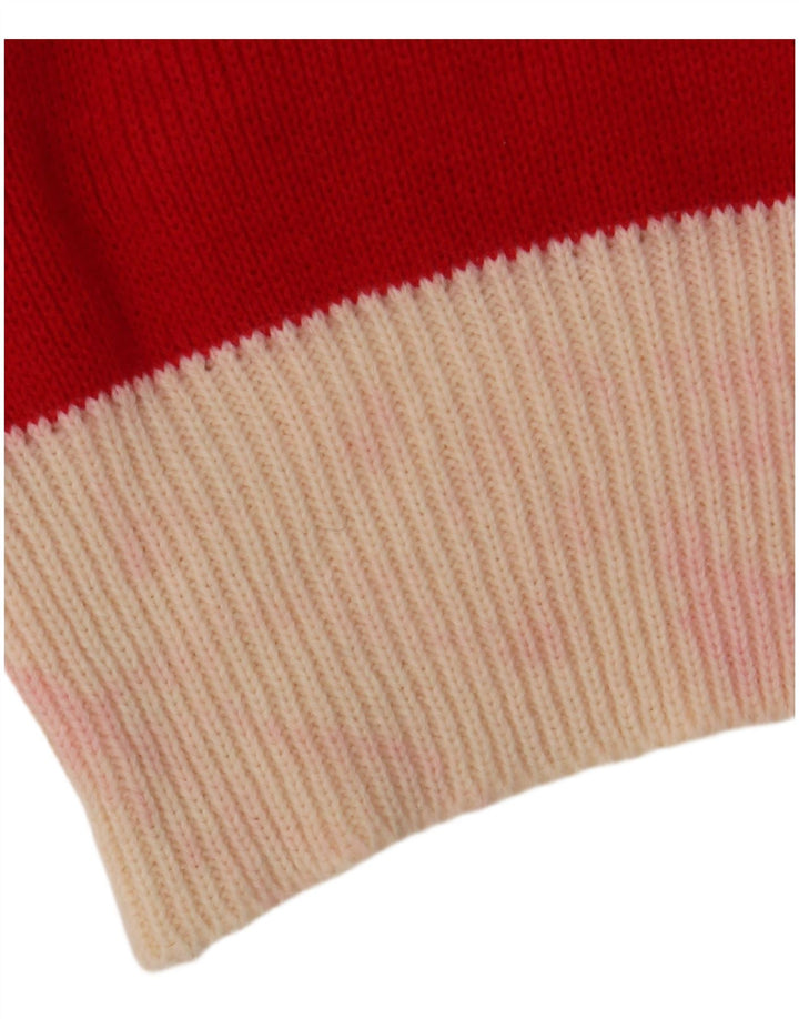 VINTAGE Damen-Pullover mit Rollkragen, Größe 48, XL, rotes Farbblock-Acryl