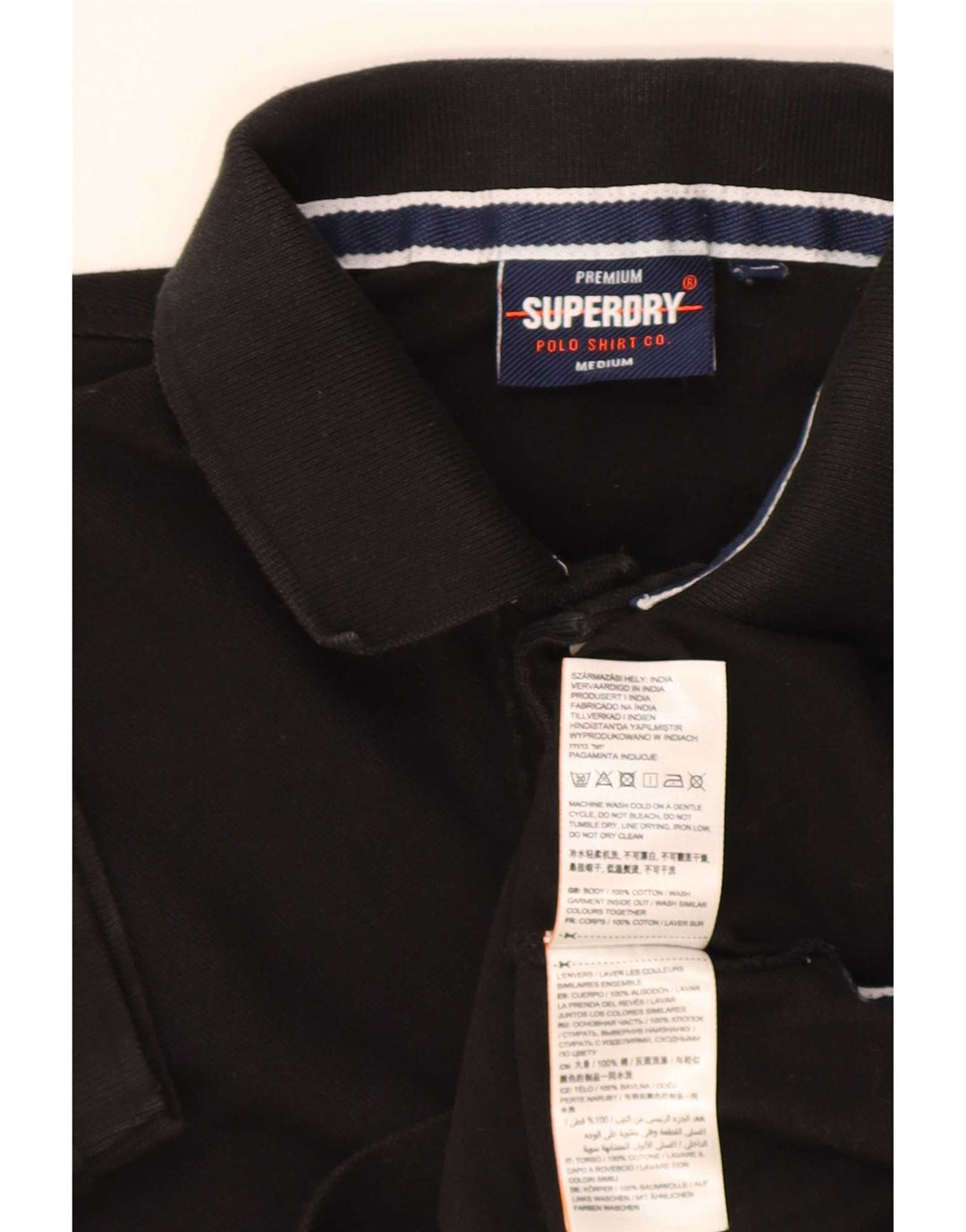 Superdry Herren-Poloshirt aus mittelschwarzer Baumwolle