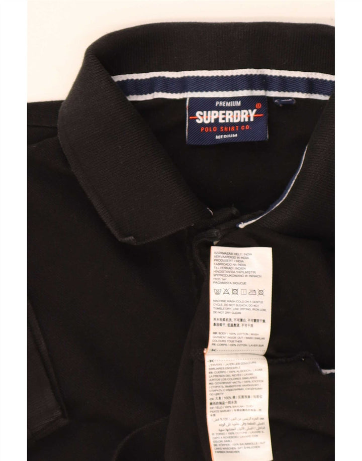 Superdry Herren-Poloshirt aus mittelschwarzer Baumwolle