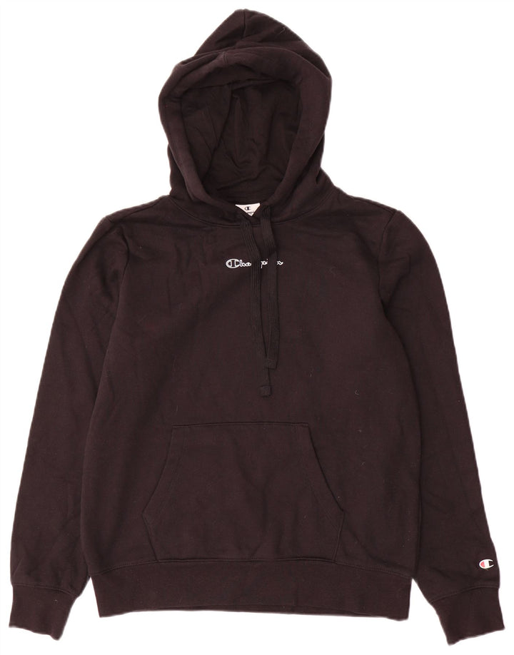 Champion Womens Graphic Hoodie Pullover UK 14 Mittelschwarze Baumwolle