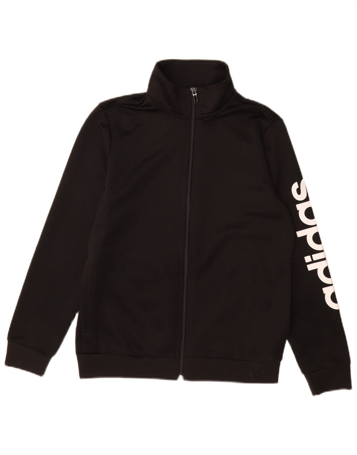 Adidas Mädchen-Trainingsanzugoberteil mit Grafik, 11–12 Jahre, schwarzes Polyester