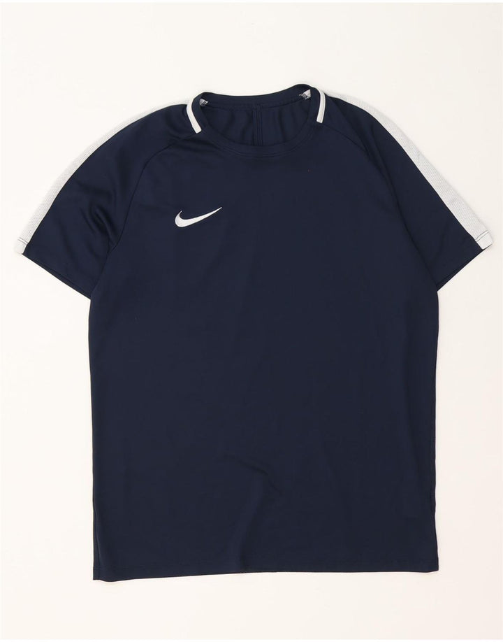 Nike Herren Dri Fit T-Shirt-Oberteil, groß, marineblaues Farbblock-Polyester