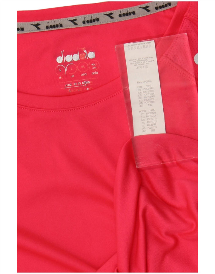 Diadora Damen T-Shirt Top UK 14 Large Rosa Polyester