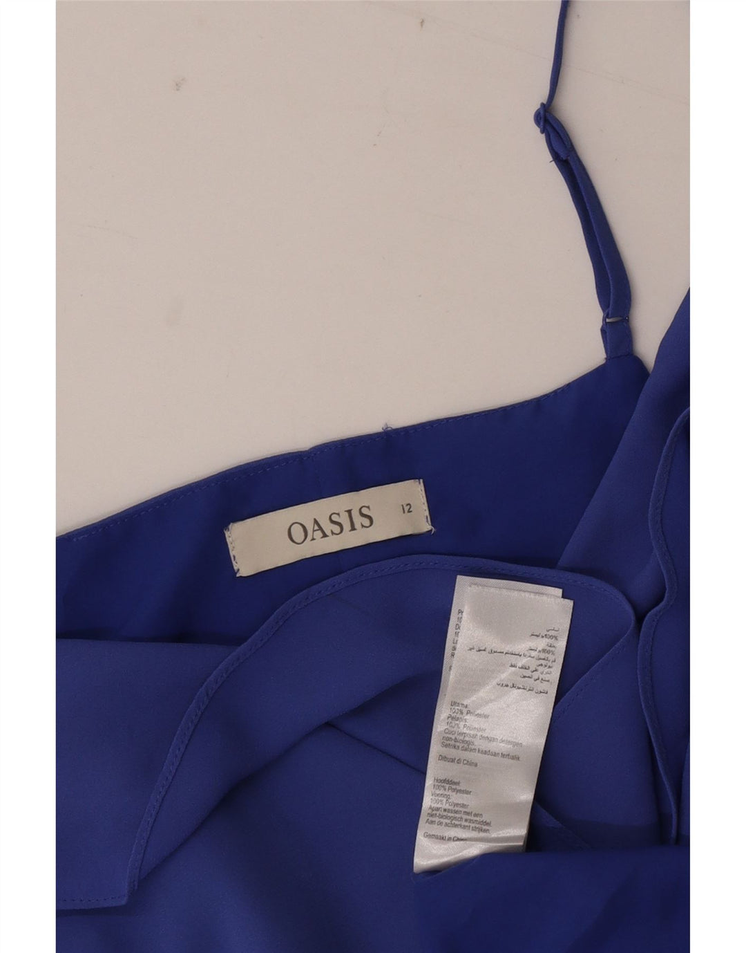 Oasis Damen ärmelloses Etuikleid mit Rüschen vorne, UK 12, Mittelblau