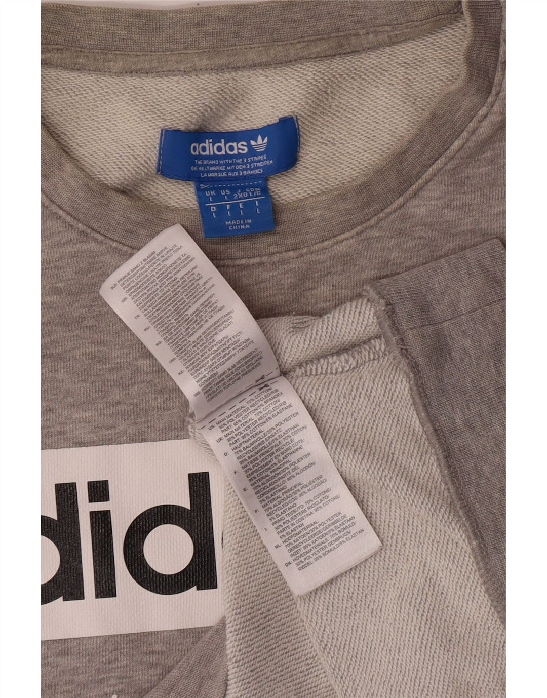 ADIDAS Herren Grafik-Sweatshirt-Pullover, große graue Baumwolle