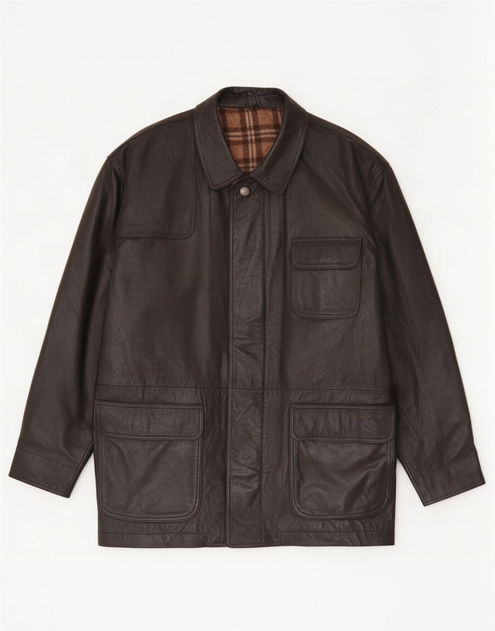 Vintage Herren Lederjacke UK 40 Large Schwarz