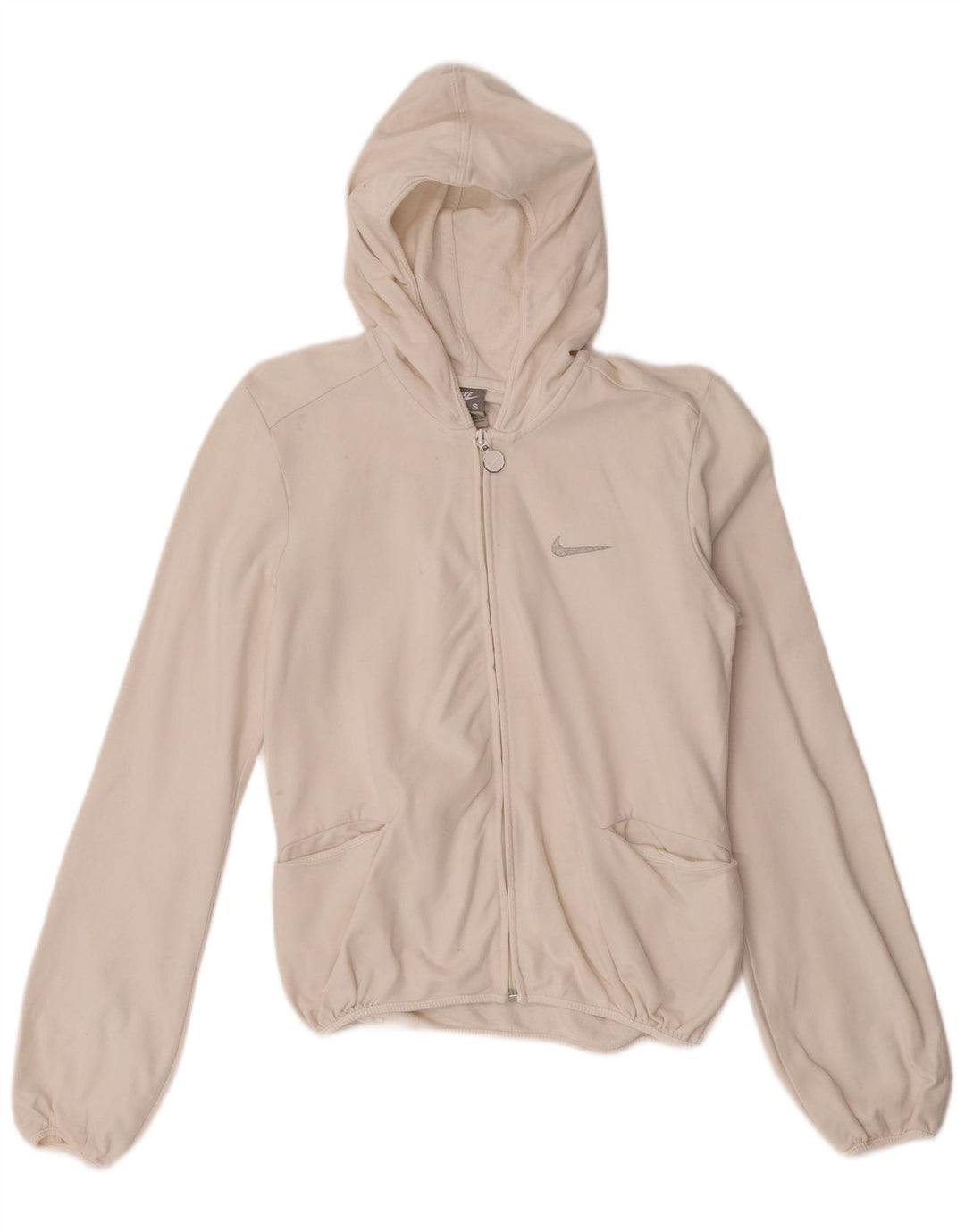 Nike Damen Zip Hoodie Pullover UK 8/10 Small Weiße Baumwolle