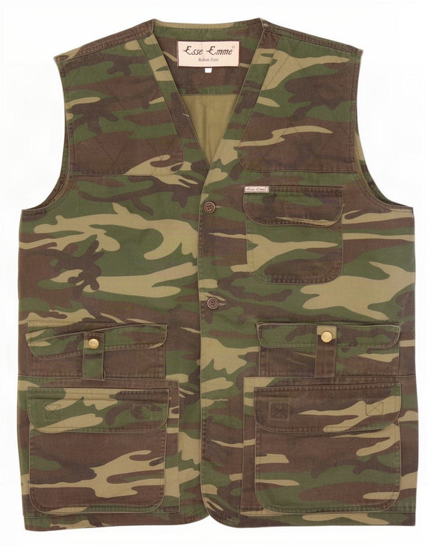 ESSE EMME Herren-Utility-Gilet IT 50, großes grünes Camouflage-Polyester
