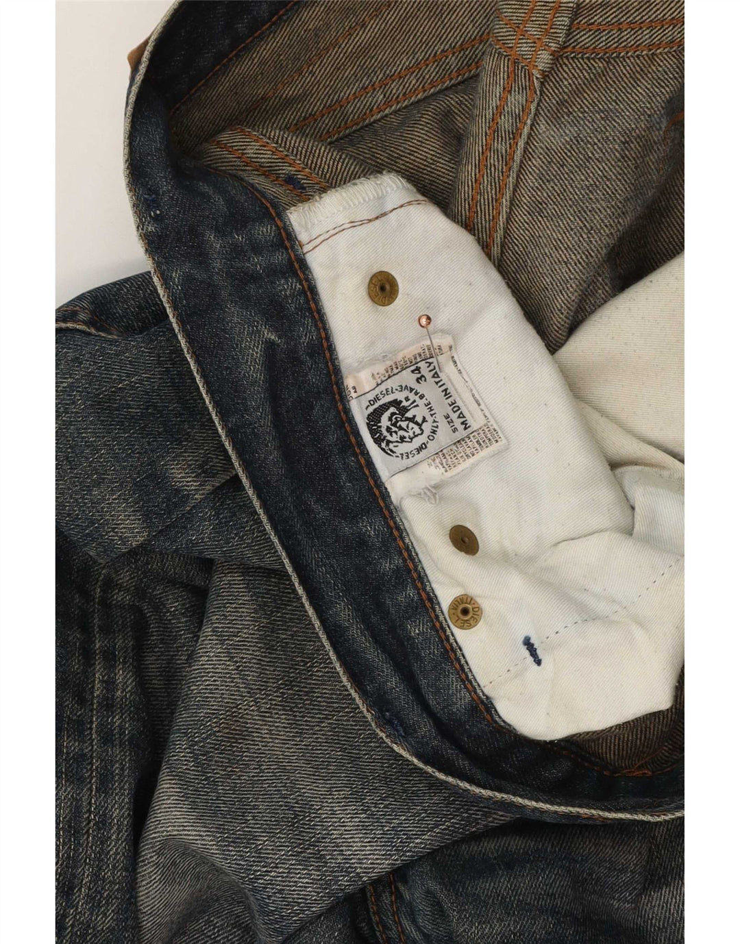 Diesel Herren Straight Jeans W34 L34 Marineblaue Baumwolle