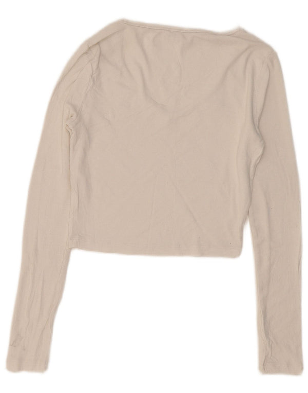 TOMMY HILFIGER Damen Crop Top Langarm UK 8 Small Weiß