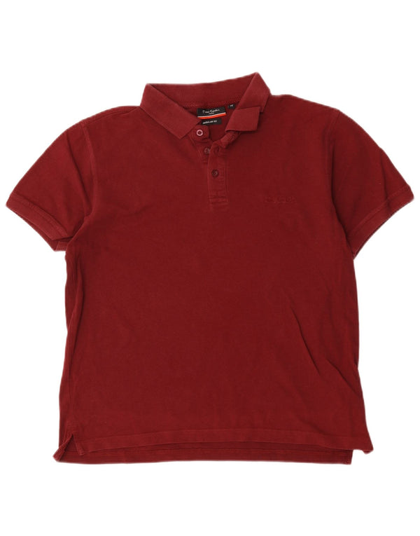 Pierre Cardin Herren-Poloshirt mit normaler Passform, mittlere Burgunderrote Baumwolle