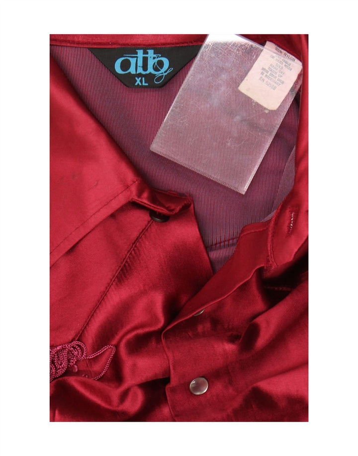 Vintage Damen Hemdbluse UK 18 XL Rot Acetat