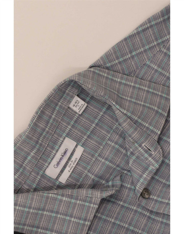 Calvin Klein Herren Slim Fit Hemd Größe 16 1/2 Large Grau kariert
