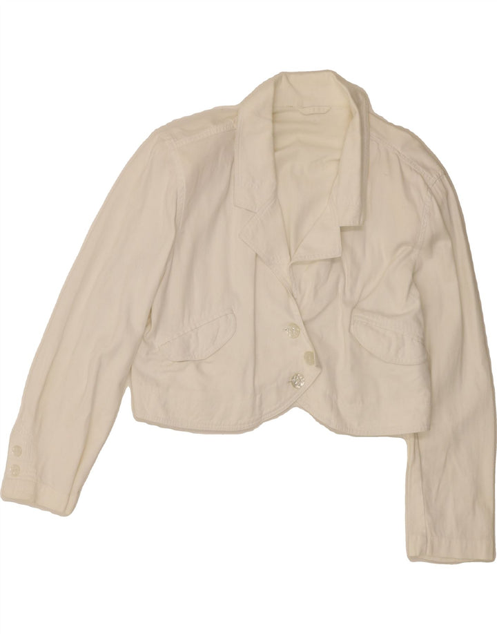 VINTAGE Womens Bolero Jacket UK 14 Medium White Vintage Vintage and Second-Hand Vintage from Messina Hembry 