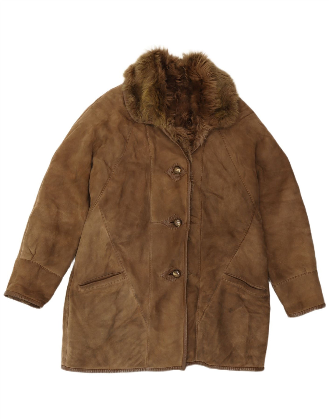 Carla Buti Damen Lammfellmantel UK 12 Mittelbraunes Lammfell