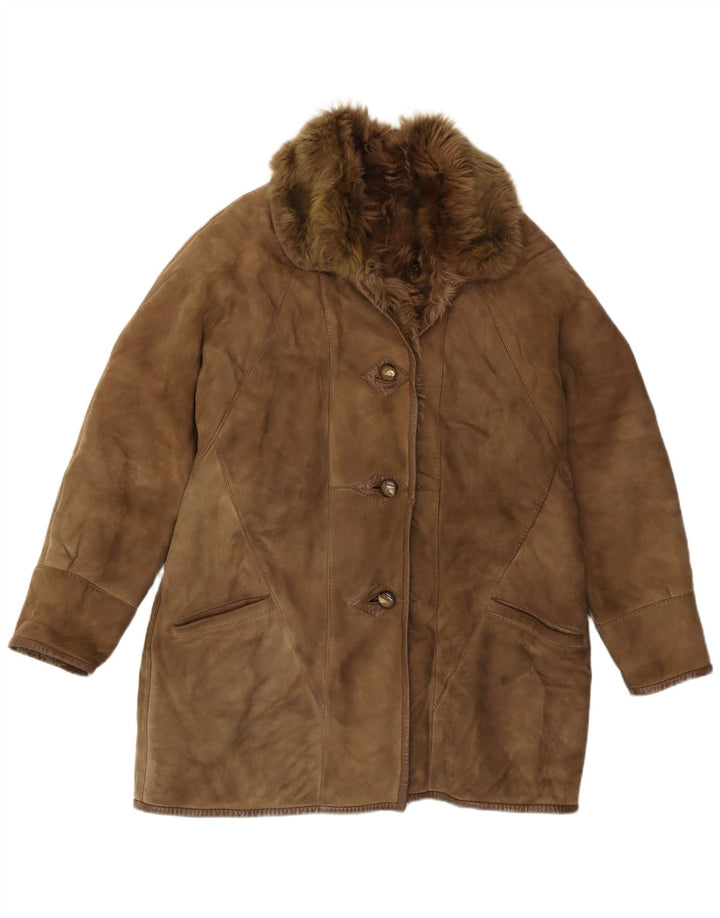 Carla Buti Damen Lammfellmantel UK 12 Mittelbraunes Lammfell