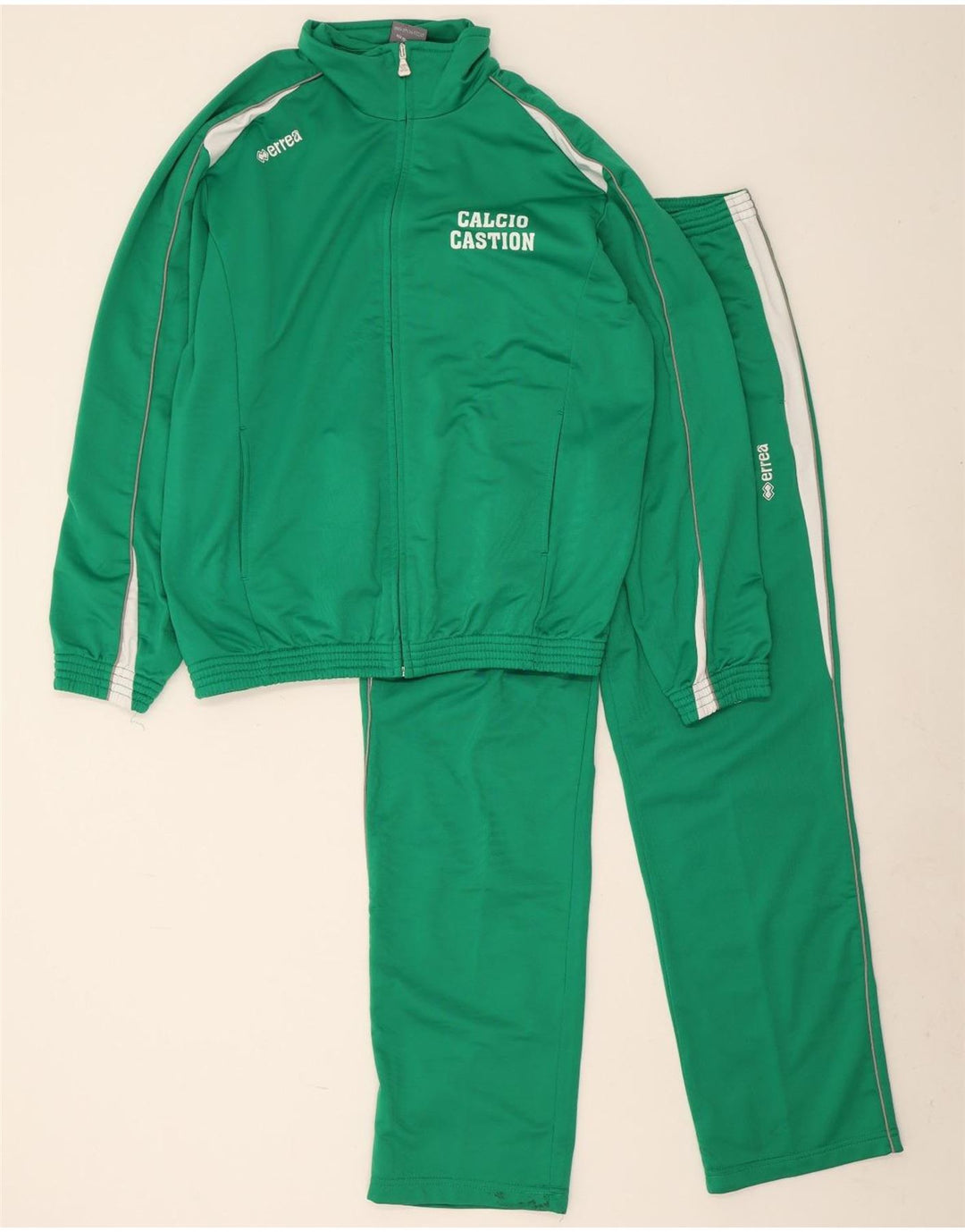 Errea Herren-Trainingsanzug mit Grafik, groß, grünes Farbblock-Polyester
