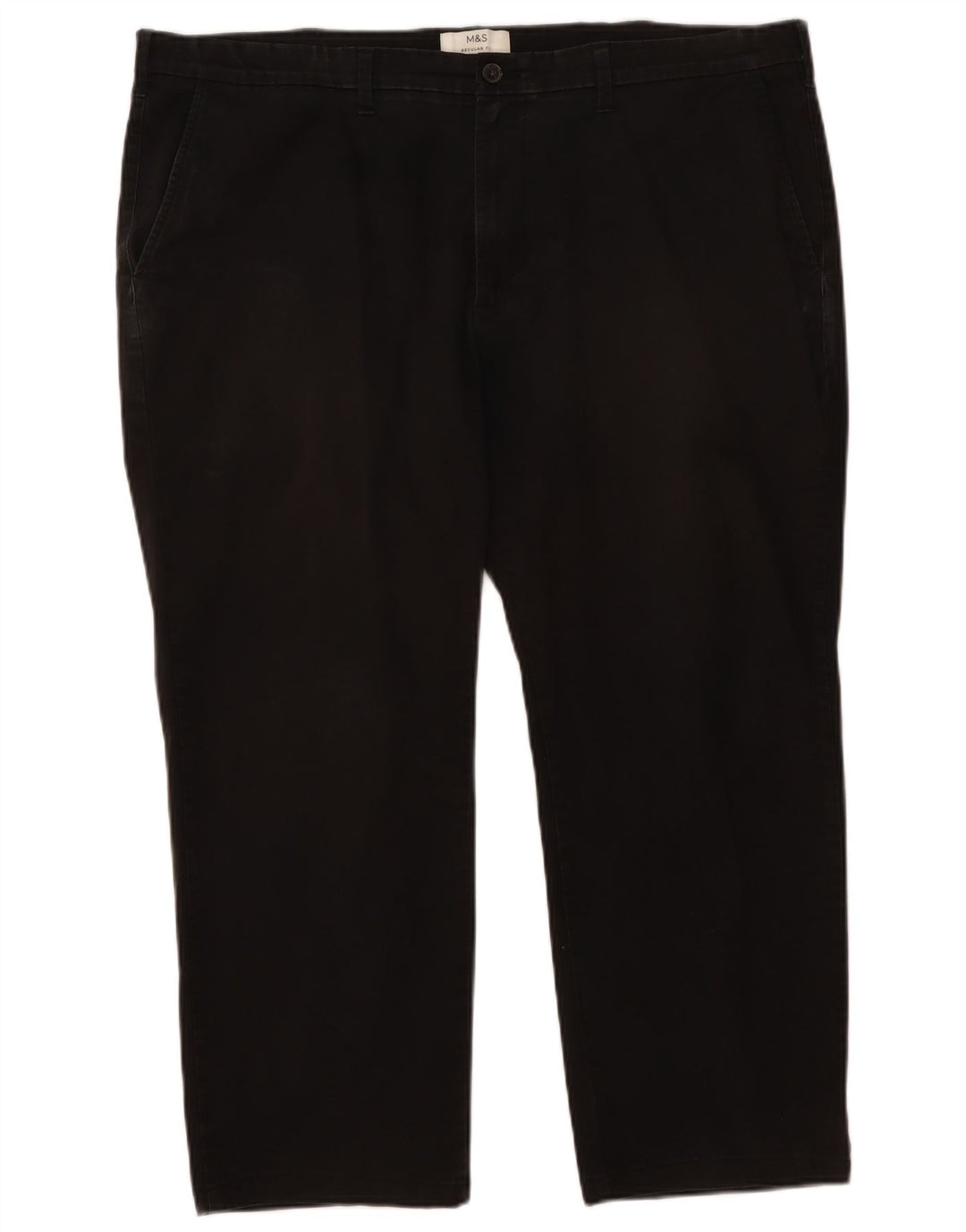 Marks & Spencer Herren-Hose in normaler Passform, kurz geschnitten, W44, L25, schwarze Baumwolle