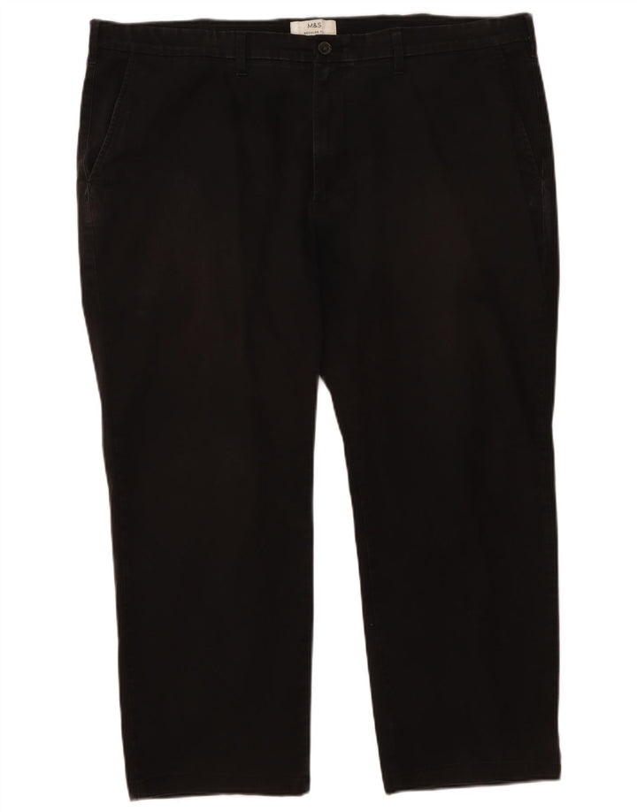 Marks & Spencer Herren-Hose in normaler Passform, kurz geschnitten, W44, L25, schwarze Baumwolle